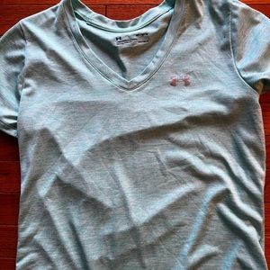 Mint green under armor dri fit women’s v neck shirt